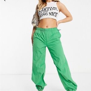 Green Women's Pants Parachute Bershka XS